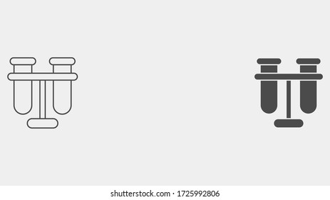 Test tube outline and filled vector icon sign symbol