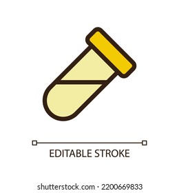 Test tube pixel perfect RGB color ui icon. Lab research. Scientific instrument. Simple filled line element. GUI, UX design for mobile app. Vector isolated pictogram. Editable stroke. Arial font used