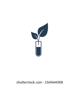 Test tube, plant. Biotechnology. Vector icon on a white background.