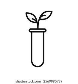 Test tube with plant icon flat line symbol set.