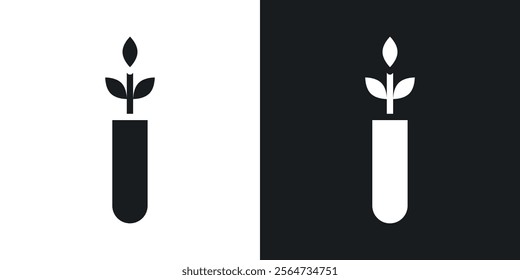 Test tube with plant icons in flat syle