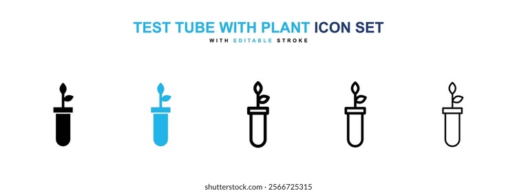 Test tube with plant icons vector collection pack.