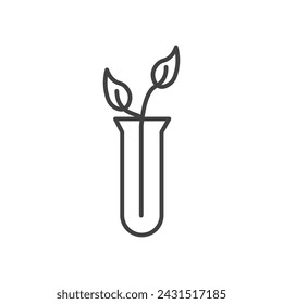 Test Tube with Plant Vector Line Icon illustration.