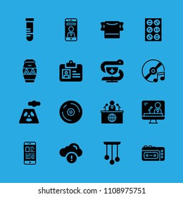 test tube, power plant, drum, compact disc, information, television, compact disc, chandelier and tablets vector icon. Simple icons set