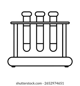 Test tube rack colored labels clinical outline Vector illustration