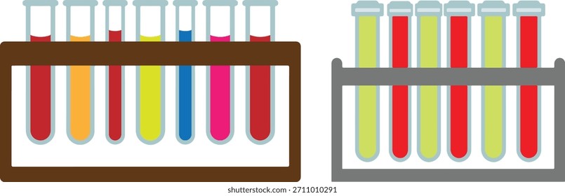 Coleta de ilustração de vetor colorida de rack de tubo de teste