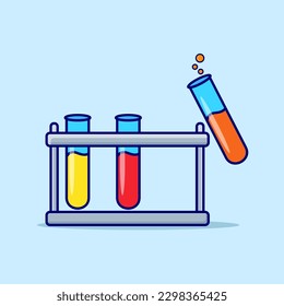 Test tube rack and test tubes Vector, Flat Icon, Flat Design