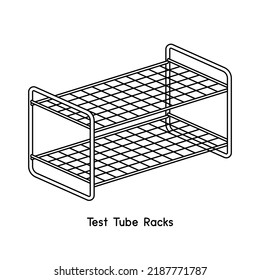 Test Tube Racks Stainless Steel Diagram For Experiment Setup Lab Outline Vector Illustration