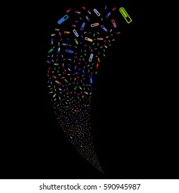 Test Tube random fireworks stream. Vector illustration style is flat bright multicolored iconic symbols on a black background. Object fountain created from scattered design elements.
