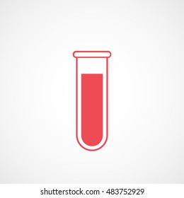 Test Tube Red Flat Icon On White Background