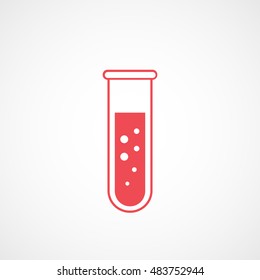 Test Tube Red Flat Icon On White Background