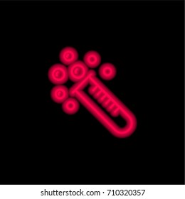 Test tube red glowing neon ui ux icon. Glowing sign logo vector