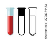 Test tube with red liquid flat vector icon design on white background