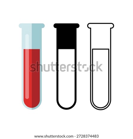Test tube with red liquid flat vector icon design on white background
