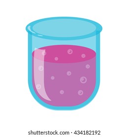 Test tube with red liquid icon, cartoon style