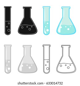 Test tube and retort icon cartoon. Single education icon from the big school, university cartoon.