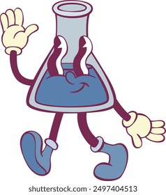 Test tube retro groovy mascot
