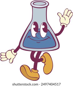 Test tube retro groovy mascot