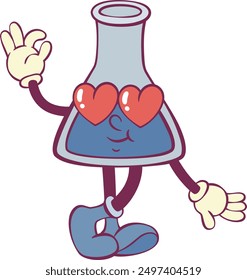 Test tube retro groovy mascot