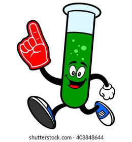 Test Tube Running with a Foam Finger