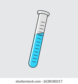 A test tube Science cartoon illustration isolated on a light background