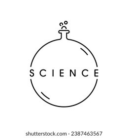 Wissenschaftslogo für Teströhren. Wissenschaftswort im Kreis. das Wissenschaftslogo umreißen. Wissenschaftskonzept für Bildung