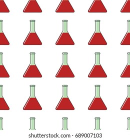 Test tube seamless pattern in cartoon style isolated on white background vector illustration for web