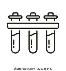 Test Tube Set Line Icon. Medical Laboratory Sample Linear Pictogram. Chemical Science Experiment Glass Flask Outline Icon. Chemistry Beaker Symbol. Editable Stroke. Isolated Vector Illustration.