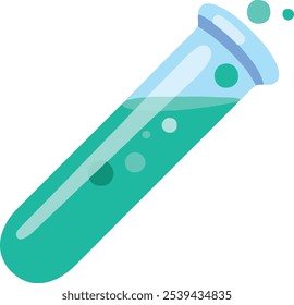 Test tube sign emoji icon illustration. Laboratory glassware for analysis, research. Chemical reaction. 