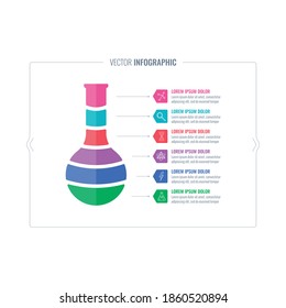 test tube and six steps infographic template