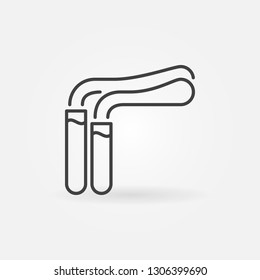 Test tube with smoke icon. Vector chemistry concept symbol in thin line style