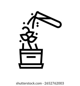 test tube spilling chemicals onto plants line icon vector. test tube spilling chemicals onto plants sign. isolated contour symbol black illustration