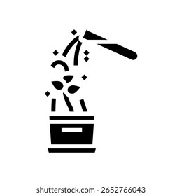 test tube spilling chemicals onto plants glyph icon vector. test tube spilling chemicals onto plants sign. isolated symbol illustration