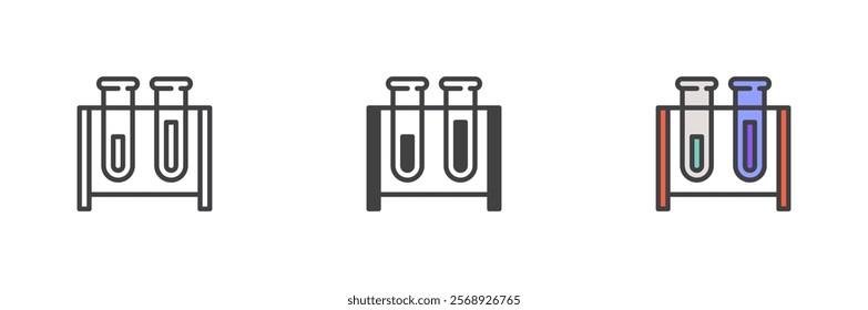 Test tube stand icon. Chemistry line and glyph version, outline and filled vector sign. linear and full pictogram. Symbol, logo illustration. Different style icons set