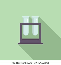 Vector plano del icono del soporte del tubo de ensayo. Investigación de laboratorio. Equipo genético
