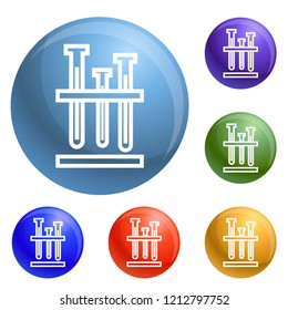 Test tube stand icons set vector 6 color isolated on white background