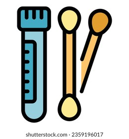 Test tube swab icon outline vector. Sterile wood. Plastic ear color flat