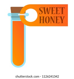 test tube with sweet honey,vector image, flat design