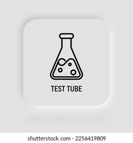 Test tube thin line icon. Beaker. Symbol of laboratory. Modern vector illustration.