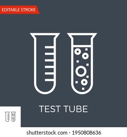 Test Tube Thin Line Vector Icon. Flat Icon Isolated on the Black Background. Editable Stroke EPS file. Vector illustration.