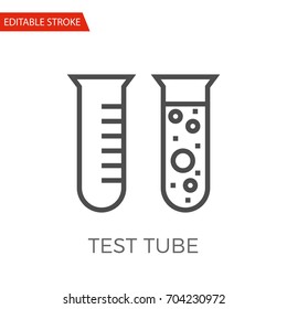Test Tube Thin Line Vector Icon. Flat Icon Isolated on the White Background. Editable Stroke EPS file. Vector illustration.