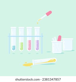 test tube with various chemical, vector illustration