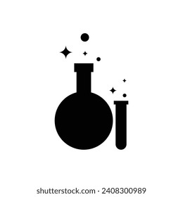 Test tube vector icon Chemistry beakers with Erlenmeyer flask and test tube chemicals flat vector icon for science apps and websites