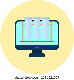 Test Tube Vector Icon Flat Circle Style