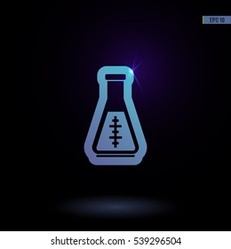Test tube vector icon. Graphic symbol for web design, logo. Isolated sign on a black background.