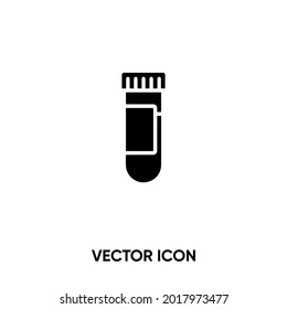 Reagieren Sie auf das Vektorsymbol der Reagenzröhre. Moderne, einfache flache Vektorgrafik für Website oder mobile app.Blood-Testsymbol, Logo-Illustration. Pixel perfekte Vektorgrafik	