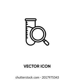 Reagieren Sie auf das Vektorsymbol der Reagenzröhre. Moderne, einfache flache Vektorgrafik für Website oder mobile app.Blood-Testsymbol, Logo-Illustration. Pixel perfekte Vektorgrafik