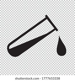 Test tube vector icon on checked transparent background. Vector illustration. Eps 10 vector file.