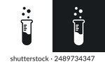 Test tube vector icon set in solid black and white color