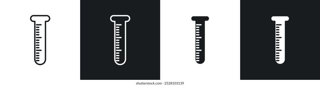 Teströhrchen-Vektorsymbol in Schwarz-Weiß eingestellt